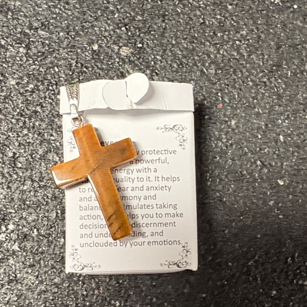 Tigers Eye Cross Pendant Necklace